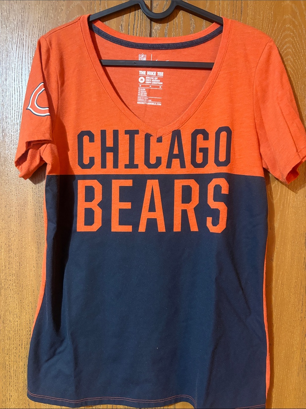 NFL Nike Orange & Navy Chicago Bears V-Neck Tee